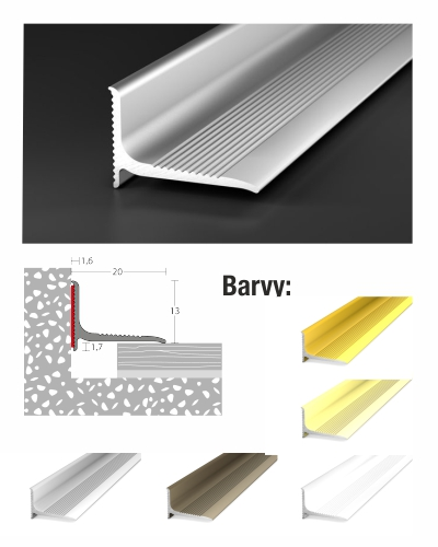 Lemovacie samolepiace nástenný profil 20 x 13 mm