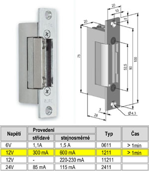 BEFO 11211 Zámok elektrický PROFI štandardný 12V (11211 / 12eV)