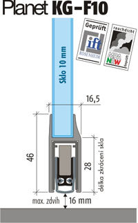 Padací prah pre sklenené dvere Planet KG-F10