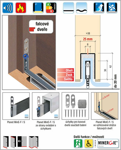 Planet MINE-F / S pre falcové dvere, viac zvukovoizolačné (27dB)