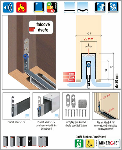 Planet MinE-F/V pre falcové dvere, viac vzduchovo ventilačné (23dB)