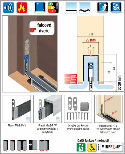 Planet MINE-F / V pre falcové dvere, viac vzduchovo ventilačné (23dB)