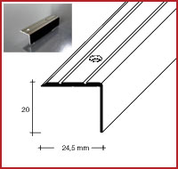 Schodová hrana 24,5 x 20 mm / na vrutmi