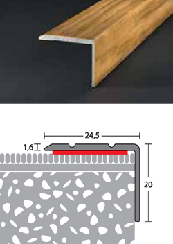 Schodová hrana 24,5 x 20 mm / samolepiaca
