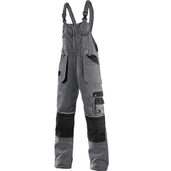 CXS ORION Kryštof - kalhoty pánské s náprsenkou, šedo-černé