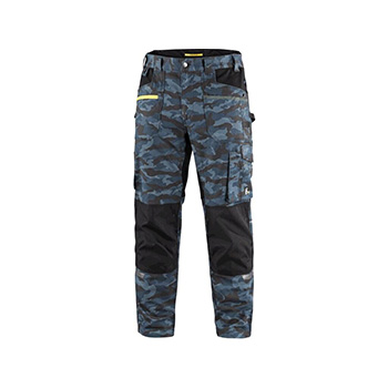 CXS STRETCH - kalhoty pánské do pasu, maskáčová modrá, reflexní doplňky, 98% bavlna, 2% elastan, 250g/m2