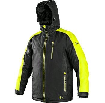 CXS Brighton - bunda pánská zimní, černo-žlutá, reflexní doplňky, voděodolná