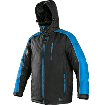 CXS Brighton - bunda pánská zimní, černo-modrá, reflexní doplňky, voděodolná