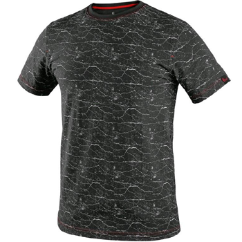 CXS MARMORO - pánské tričko, krátký rukáv, mramorový potisk, černá