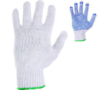 CXS Falo - rukavice textilní s PVC terčíky, modro-bíle