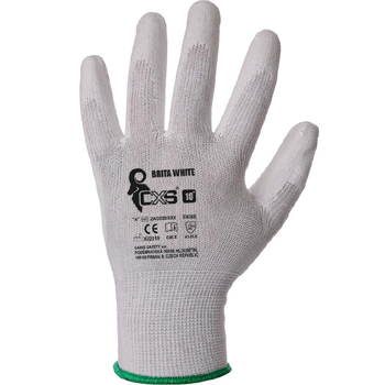CXS Brita White - rukavice bílé máčené v polyurethanu