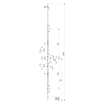MACO vícebodový zámek Z-TF PT MF-2i.S. PZ92, DM55, 2400x16x3 mm (235774)