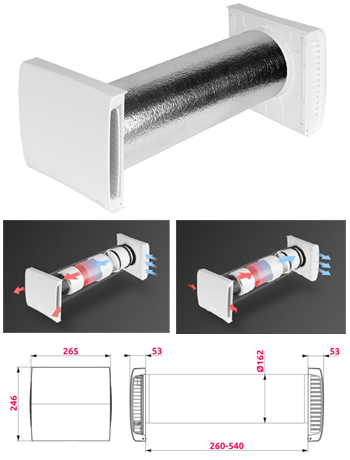 AHRE160 decentrální rekuperační jednotka O 160mm, EASY verze AWENTA
