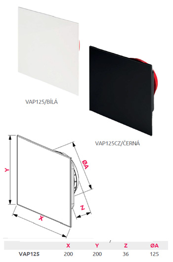 VAP125 Panelový čtverec 125 mm