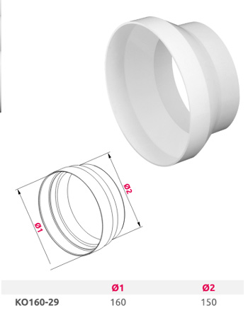 KO160-29 potrubní redukce průměr 160/150 mm