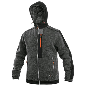 CXS INDIANAPOLIS - pánská bunda na zip s kapucí, pletenina, tmavě - šedo - oranžová