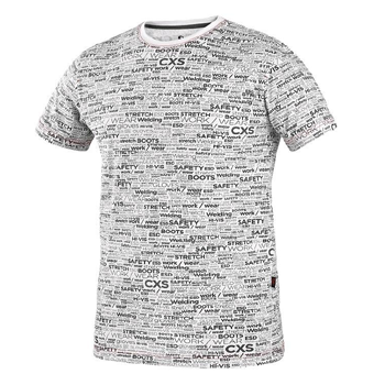 CXS DARREN - pánské tričko, krátký rukáv, potisk CXS logo, bílo - šedé