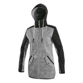 CXS CAPE - dámská bunda (mikina) na zip, 100% polyester, šedo-černá