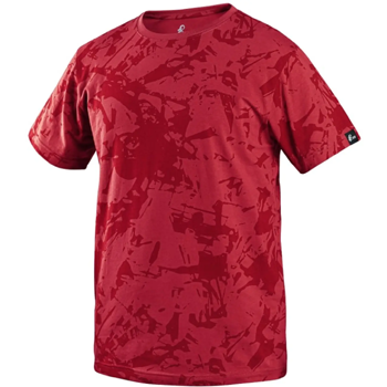 CXS MERLIN - pánské tričko, krátký rukáv, 95% bavlna, 5% elastan, červené