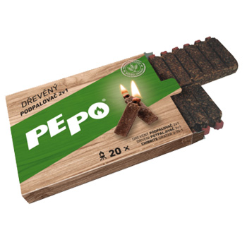 Podpalovač dřevěný 2v1 20 podpalů PE-PO, FSC certifikát